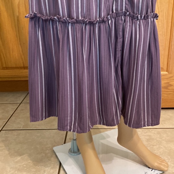Isabel Maternity- plum striped, long sleeve maxi dress with side pockets - Picture 4 of 13